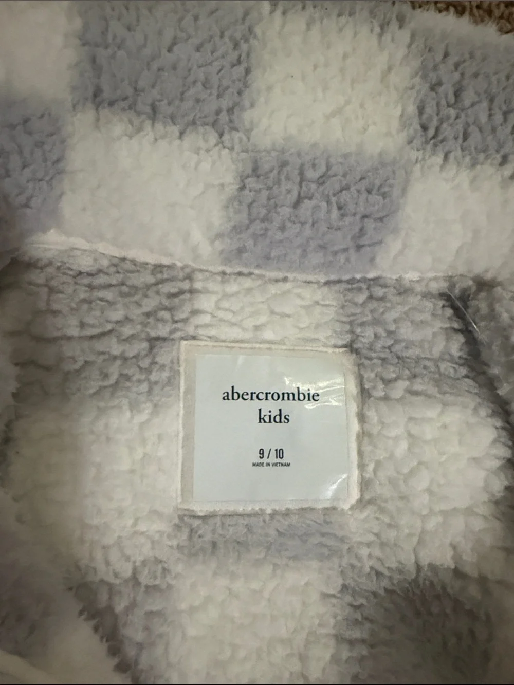 VGUC Girls Sz. 9/10 Abercrombie & Fitch Checkered Grey Plush Zip-Up Jacket